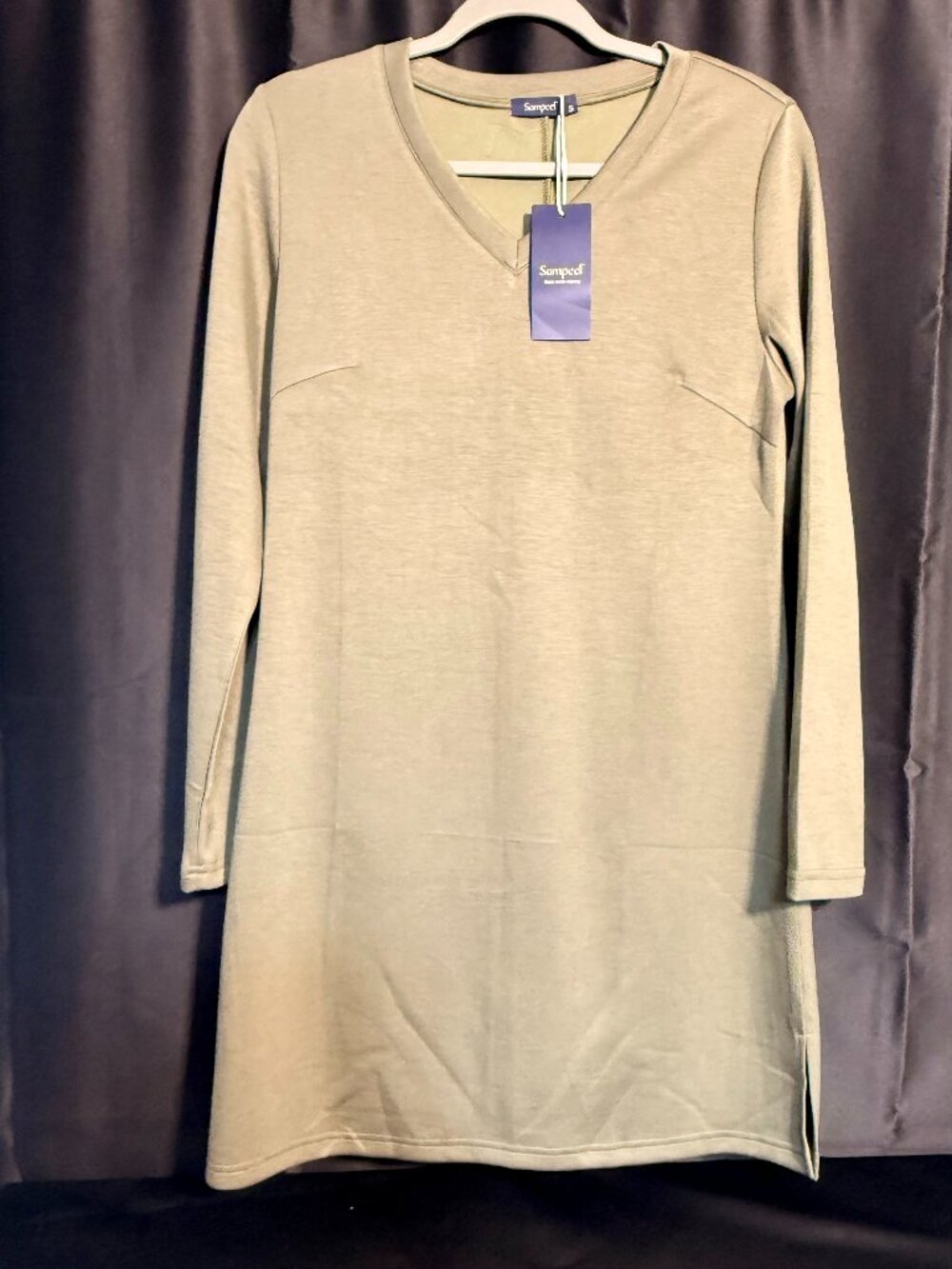 NWT Sampeel Olive Green V-Neck Tunic Top S